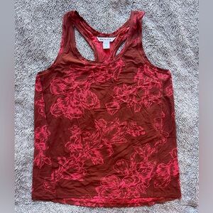 Athleta Brown and Pink Floral workout Tank Top